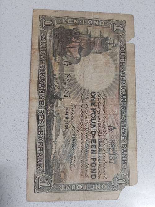 1928 ONE POUND-EEN POND W.H. CLEGG F CONDITION